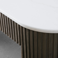 Table console pliable moderne en marbre blanc et bois de manguier avec piètement en fer, mobilier durable pour la maison, salon, entrée, salle à manger, villa, appartement, hôtel