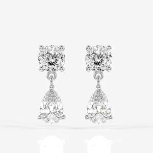 Boucles d'oreilles pendantes en diamant de laboratoire taillé portugais, or 14 carats, forme goutte d'eau, pour occasions de mariage - Product Image 3