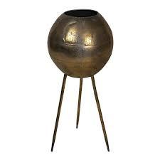 Ensemble de 3 jardinières en métal plaqué or pour banquet de mariage dans un jardin, finition brillante, design élégant - Product Image 4