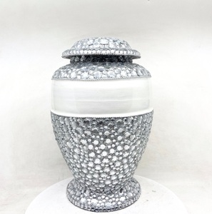 Entierro adulto de cremación de aluminio de cristal de diamante o urnas de nicho para cenizas humanas con bolsa de terciopelo gratis - Product Image 2