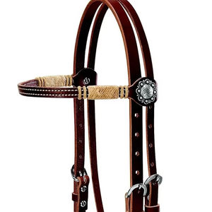 Nouvelle arrivée en cuir véritable Headstall Western Horse Bride Horse Tack en cuir Western Headstall Cowboy Western Horse Tack Set - Product Image 1