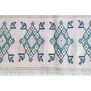 Alfombra Turca Pequeña de 3x4.4 pies (91x135 cm), Alfombra de Lana Azul Vintage con Diseño Abstracto - Product Image 5