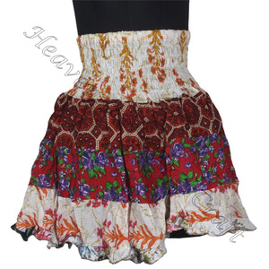 Gypsy Boho Festival Falda Hot Patchwork Mini Rara Hippy Algodón multicolor con cintura caída Ropa de verano transpirable - Product Image 2