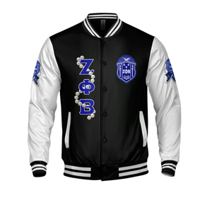 Zeta Phi Beta 1920 Bleu Blanc Sororité Letterman ZPB Varsity Jacket Greek Life Chenille Patch Fondateurs Style Gear - Product Image 4