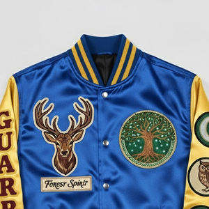 Vestes universitaires en satin pour hommes, taille et logo personnalisés, coupe-vent, vente en gros, broderie en chenille, vestes universitaires en satin pour hommes, faible MOQ - Product Image 6