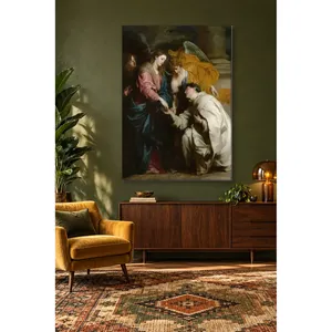 Impression sur toile de Fida Van Dyck : Vierge Marie et moine agenouillé - Product Image 2