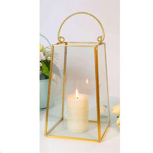 Terrarium Glass Home Decorative Candle Holder for Decoration Brass Glass <b>Square</b> Shaped Desk Top <b>T</b> Light Candle Holder - Product Image 6
