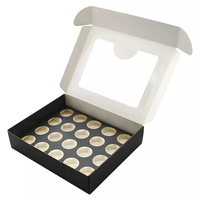 Boîtes de boulangerie avec logo personnalisé avec fenêtre Boîte d'emballage de boulangerie noir mat avec insert pour cupcakes