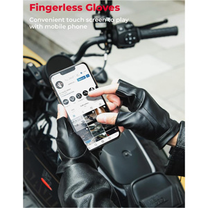 Premium Soft Leather Fingerless Driving Gloves Custom Luxury Men Fashion Bike Cruiser Motorcycle Half Cut Hand Protection Gloves - Product Image 3