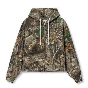 Nouveaux sweats à capuche pour hommes avec logo personnalisé, camouflage Real Tree, surdimensionnés, 100% coton respirant, poids lourd 500GSM, fermeture éclair, vêtements pour hommes - Product Image 4