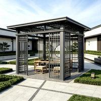 Pavillon moderne multi-scènes en alliage d'aluminium thermolaqué avec toit à persiennes, anti-corrosion, personnalisable pour jardin, terrasse, balcon