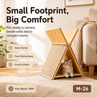 Cama y Cueva para Gatos de Madera con Forma de X Moderna para Apartamentos y Espacios Pequeños, Diseño Personalizado ODM