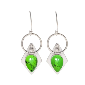 Boucles d'oreilles pendantes en argent massif 925 Sterling faites à la main vert cuivre Turquoise pierres précieuses fête chrétienne bijoux prix usine - Product Image 1