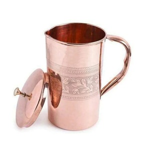 Carafe à eau en cuivre pur sur mesure avec poignée pour la cuisine et la table, pichet à eau potable, fournitures de restaurant - Product Image 4