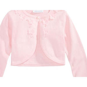 Cardigan in cotone rosa per bambina Bonnie Jean, taglia 6, con bordo floreale - Product Image 2