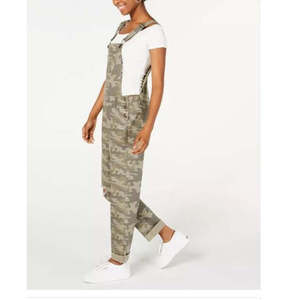 Tuta da donna Vanilla Star verde a vita alta, vestibilità ampia, stile casual, mimetica, strappata, in denim lavato, con stampa estiva per le vacanze - Product Image 3