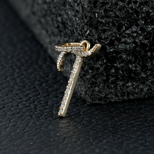 Pendentif T Initial en or massif 14k, petit bijou en T, pendentif unisexe - Product Image 5