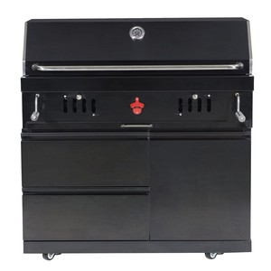 Barbecue au charbon de bois industriel moderne encastrable pour extérieur, en acier inoxydable 304 chromé, 8 brûleurs, friteuse, sécurité flamme, allumage piézo, OEM - Product Image 1