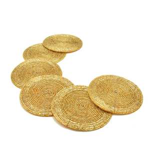 Sous-verres en verre perlé faits à la main-Sous-verres classiques en polyester (4x4 pouces) Formes personnalisables portables pour l'église - Product Image 3