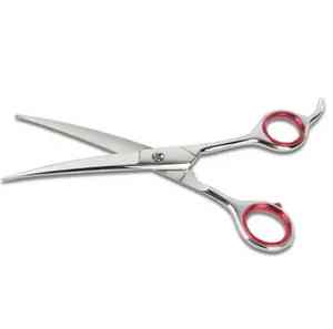 Tijera japonesa de acero inoxidable para el cuidado del cabello de mascotas, acabado de espejo de 7,5 ", tornillo ajustable y soporte para los dedos con estuche - Product Image 1