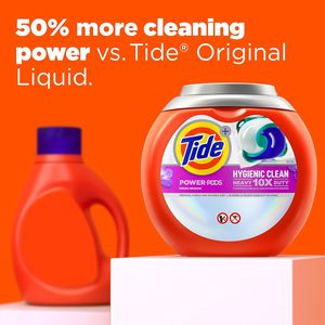 Tide Higienic Clean Heavy 10X Duty Power PODS Pacs de lavandería para suciedad visible e invisible, Spring Meadow Scent, 45 unidades - Product Image 5