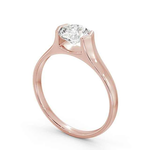 แหวนเพชรทรงกลมคุณภาพสูง ผลิตในห้องปฏิบัติการ ทอง 10k เครื่องประดับชั้นดี แหวนหมั้นเพชรเม็ดเดี่ยวทรงสวย ดีไซน์ขอบเพชร แหวนแต่งงานสำหรับขาย - Product Image 4