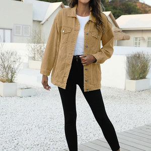 2024 veste en jean pour femmes marque privée vêtements de rue respirant uni teint Offre Spéciale traitement fini - Product Image 4