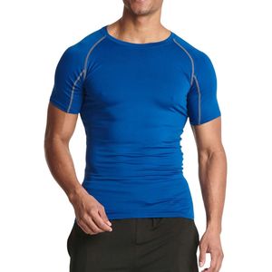 Camiseta deportiva personalizada al por mayor para hombre, de compresión, manga corta, poliéster y spandex, cuello redondo, de secado rápido. - Product Image 4