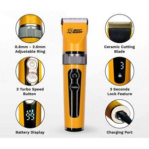 Tondeuse à cheveux et à barbe sans fil professionnelle, lames plaquées titane, silencieuse et étanche (IPX7), alimentée par batterie - Product Image 6