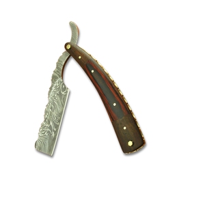 Rasoir droit de barbier en acier damas de haute qualité du fabricant direct fait à la main personnalisé OEM manche en bois de qualité bricolage industriel - Product Image 1