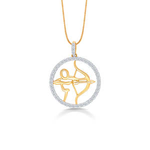 Pendentif du zodiaque Sagittaire en or rose 14 carats avec diamant et perle - Product Image 2