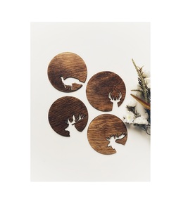 Decorative <b>wooden</b> <b>coaster</b> with brass inlay design for tea serving dining decor and premium handcrafted kitchen accessory - Product Image 3