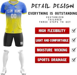 Tenue de football personnalisée imprimée par sublimation, tissu extensible respirant à séchage rapide, maillot de football, service OEM, ensembles, logo personnalisé gratuit - Product Image 2