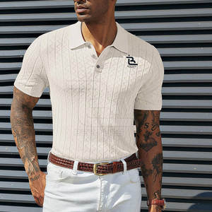 Precio de fábrica Hombres Textura Knit Polo Camisetas Más vendidos Hombres Polo Camisetas Mejor Producto Hombres Polo Camisetas - Product Image 4