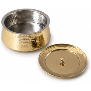 Wholesaler Brass Biryani Handi With Lid Hammered Gold Finish Stainless Steel Lining Cookware <b>Pot</b> For Stovetop <b>Cooking</b> - Product Image 6
