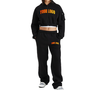 Venta caliente hecho a medida 100% algodón 400 GSM Chándal corto para mujer Logotipo impreso de la mejor calidad Conjuntos de mujer de último estilo - Product Image 1
