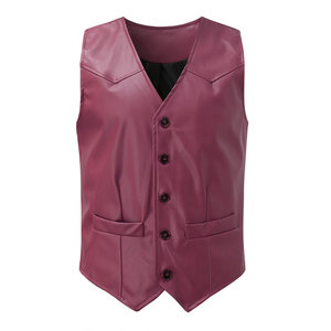 Mono Riders Gilet de motard pour homme en velours côtelé rouge, tendance, style urbain décontracté, respirant, avec poches et fermeture éclair, tricoté, grande taille - Product Image 1