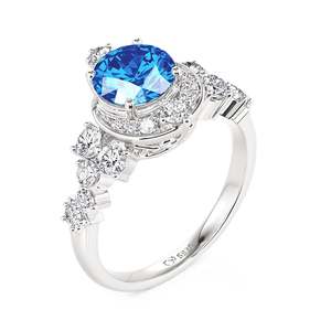 Bague de fiançailles Jeulia Classic Star and Moon en saphir naturel en platine - Product Image 2