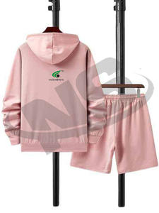 Wholesale <b>Men</b> Hoodie <b>Shorts</b> Set Loose Fit Baggy Style Sports Tracksuit Cotton <b>Fleece</b> Custom Design Two Piece Suit - Product Image 2