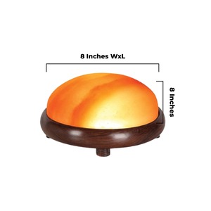 Lámpara de sal del Himalaya con forma de media cúpula única, cristal rosa con Base de madera tallada, estilo de soporte de pie para decoración romántica del hogar - Product Image 3