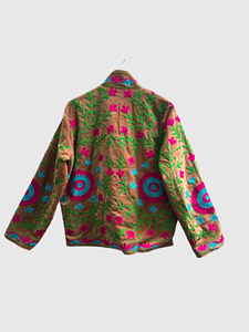 Veste en velours brodée, col mandarin, manches longues, motif floral, broderie à la main, vêtements d'automne, grande taille pour femmes - Product Image 2