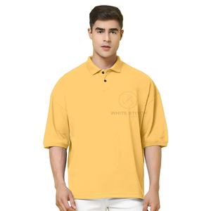 Chemises polo pour hommes sur mesure, grande taille, style décontracté, épaules tombantes et designs épais et ajustés, motif uni - Product Image 1
