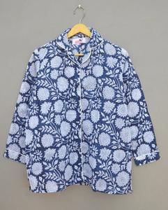 Confortable 100% coton pyjama ensemble doux indien Floral main bloc imprimé longue vêtements de nuit pour les femmes pour l'été printemps pour les demoiselles d'honneur - Product Image 3