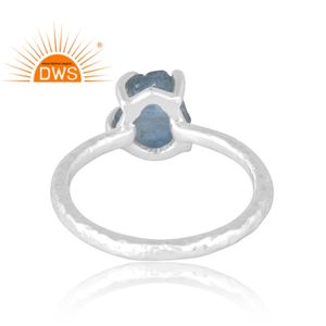 แหวนพลอยอความารีนธรรมชาติทำจากเงินสเตอลิง925ล่าสุดผู้ผลิตเครื่องประดับตามสั่ง - Product Image 2