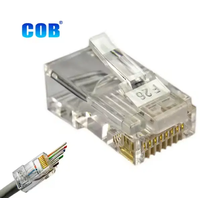 Konektor Ethernet RJ45 Berlapis Emas 30 yang Andal dan Tahan Lama, Kontak Perunggu Fosfor, Solusi Jaringan Cat6, Solid/Stranded PC