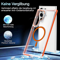 Casing Akrilik Transparan Mewah dengan Magnet untuk S24 Ultra, Mendukung Pengisian Daya Nirkabel, Anti Benturan, Dudukan Putar 360 Derajat, Bingkai Logam