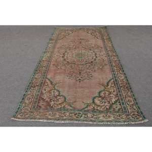 Alfombra clásica de lana verde marrón de 4,8x9 pies patrón de retazos turco pasillo rectángulo látex alfombras de noche para dormitorio de estar adolescente - Product Image 1