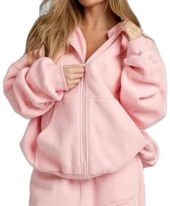 Conjunto de Sudadera con Capucha y Pantalones de Felpa para Mujer, Talla Grande, Lavado Ácido, Poliéster/Algodón, Manga Larga, Estilo Urbano, Otoño Invierno - Product Image 4