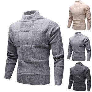Pull à col roulé pour hommes, mode urbaine, pull doux, chaud et léger, élégant, tendance, élégant, 100% coton - Product Image 1