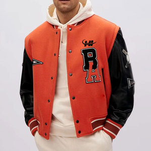 แจ็คเก็ตเลตเตอร์แมนฤดูหนาวแบบระบายอากาศได้ดี เป็นมิตรกับสิ่งแวดล้อม ขายดีที่สุด พร้อมปกตั้งและโลโก้ด้านหน้า ปรับแต่งได้สำหรับผู้ชาย - Product Image 1